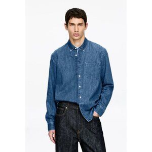 Goodfellow & Co Dark Blue Denim Button Down Size M